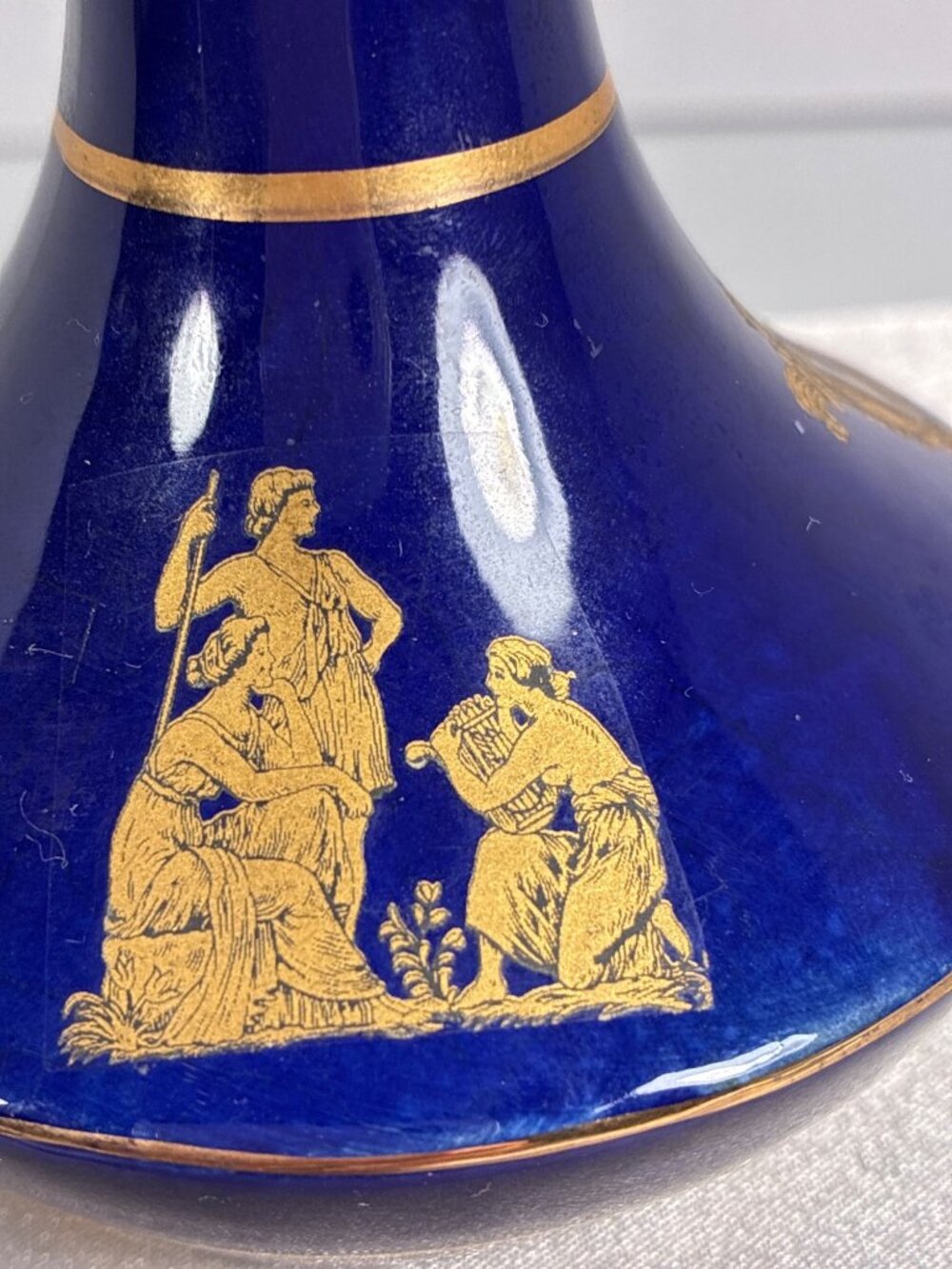 Vintage Greek Cobalt Blue 24K Gold Bud Vase - Picture 5 of 11